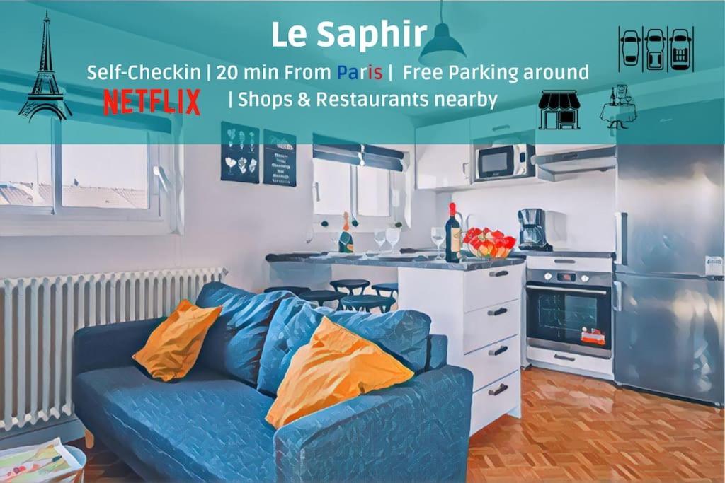 Le Saphir - 20Min From Paris & Cdg Airport - 2 Bathrooms - 2 Desks Дранси Экстерьер фото